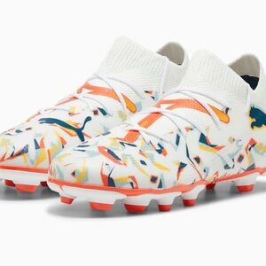 Puma Kids' White and Orange Patterned Sneakers